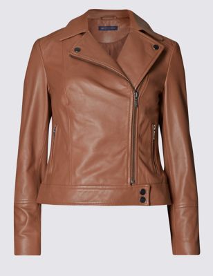 PETITE Leather Biker Jacket